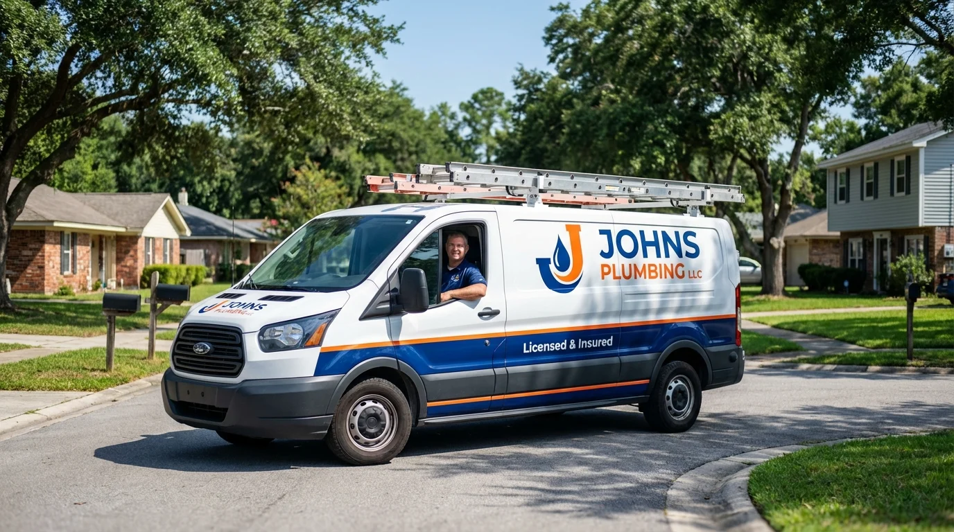 Johns Plumbing LLC service van in Morristown, NJ
