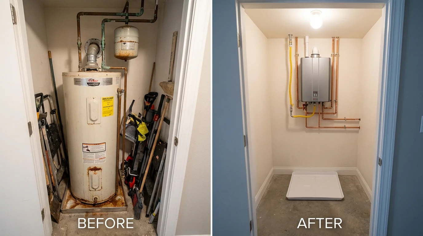 Tank water heater versus wall-mounted tankless unit comparison for Morristown, NJ homeowners